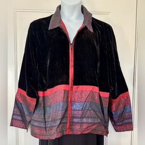 Coldwater Creek Black Velvet and Tapestry Border Jacket NWT 3X